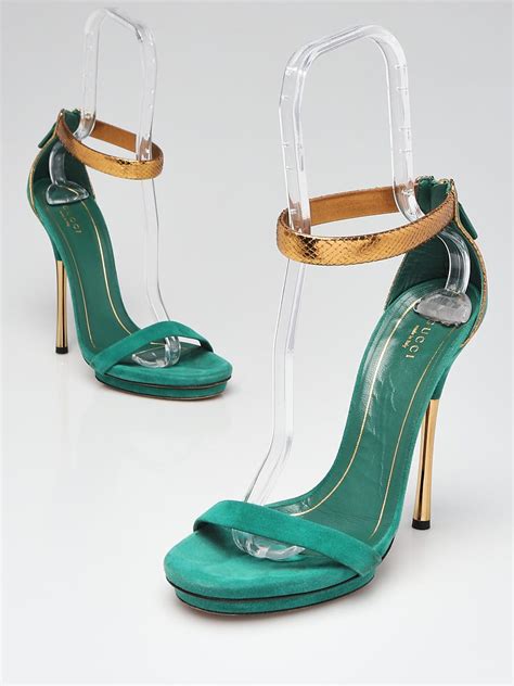 gucci green suede sandals|Gucci snakeskin sandals.